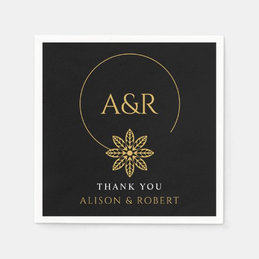 Eleganter Schmuck inspiriert Rahmen & Initialen Ho Serviette (Vorderseite)