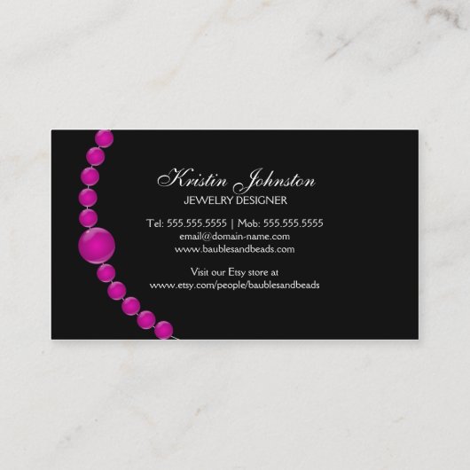 Eleganter Schmuck und Perlen Visitenkarte (Rückseite)