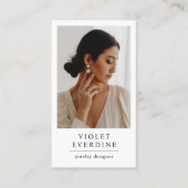 Eleganter Schmuckdesigner des modernen Fotos Visitenkarte (Vorderseite)