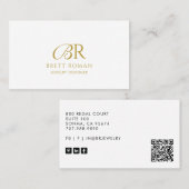 Eleganter Schmuckdesigner Gold Monogram Visitenkarte (Vorne/Hinten)