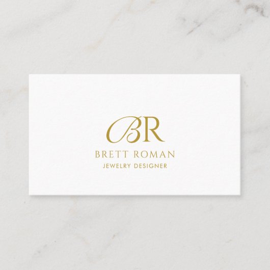 Eleganter Schmuckdesigner Gold Monogram Visitenkarte (Vorderseite)