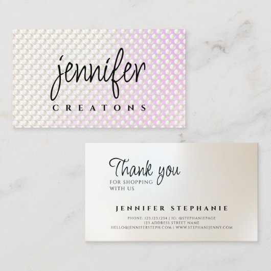 Eleganter Schmuckdesigner Perlen - Perlen Telefonnummerkarte (Vorne/Hinten)