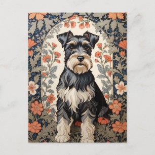 Eleganter Schnauzer, inspiriert von William Morris Postkarte