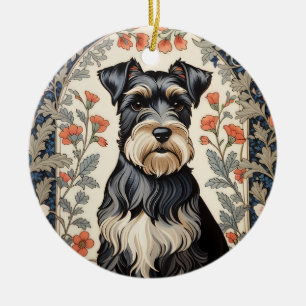 Eleganter Schnauzer mit William Morris inspirierte Keramik Ornament