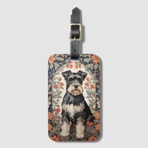 Eleganter Schnauzer William Morris inspiriert flor Gepäckanhänger