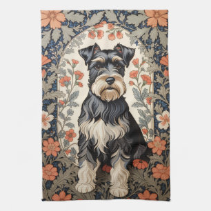 Eleganter Schnauzer William Morris inspiriert flor Geschirrtuch