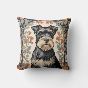 Eleganter Schnauzer William Morris inspiriert flor Kissen