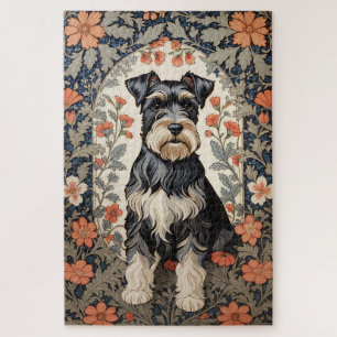 Eleganter Schnauzer William Morris inspiriert flor Puzzle
