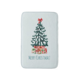 Eleganter schneebedeckter Weihnachtsbaum Badematte
