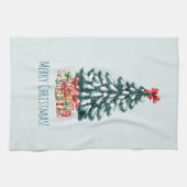 Eleganter schneebedeckter Weihnachtsbaum Geschirrtuch (Horizontal)
