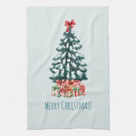 Eleganter schneebedeckter Weihnachtsbaum Geschirrtuch
