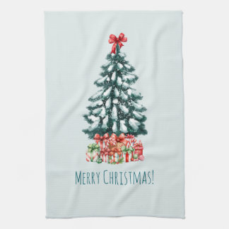 Eleganter schneebedeckter Weihnachtsbaum Geschirrtuch
