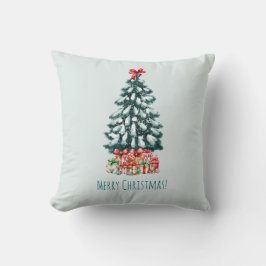 Eleganter schneebedeckter Weihnachtsbaum Kissen