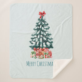 Eleganter schneebedeckter Weihnachtsbaum Sherpadecke