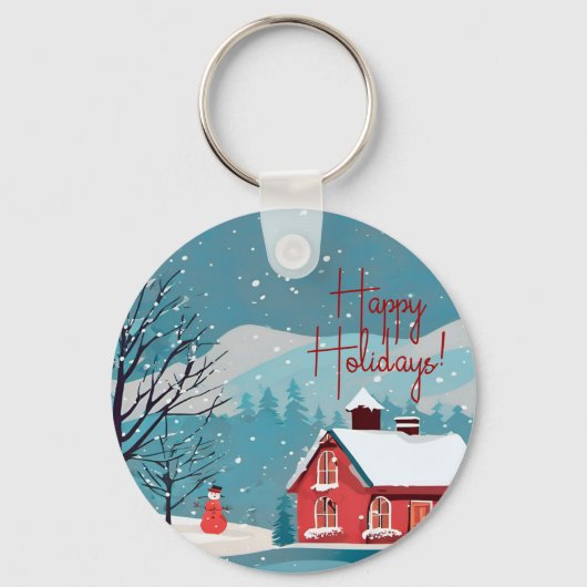 Eleganter Schneefall Feierlicher Feiertag Schlüsselanhänger (Vorderseite)