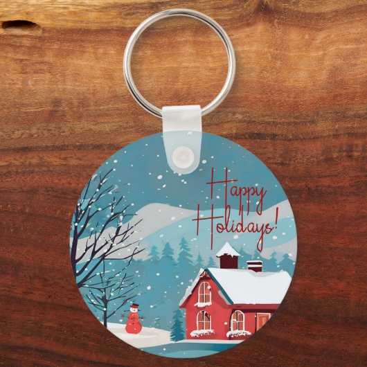 Eleganter Schneefall Feierlicher Feiertag Schlüsselanhänger (Rückseite)