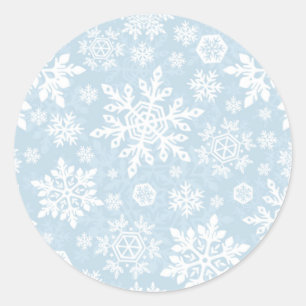 Eleganter Schneeflocke (Frost Blau) Rund Aufkleber
