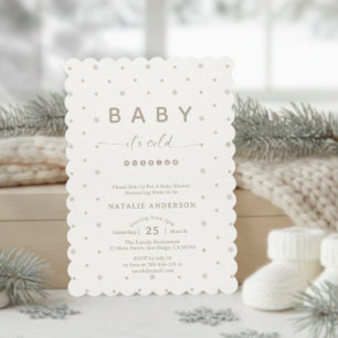 Eleganter Schneeflocken Es ist kalt draußen Babydu Einladung