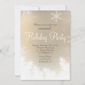 Eleganter Schneeflocken goldener Winterurlaub Einladung (Vorderseite)