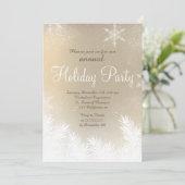 Eleganter Schneeflocken goldener Winterurlaub Einladung (Stehend Vorderseite)