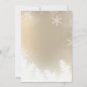 Eleganter Schneeflocken goldener Winterurlaub Einladung (Rückseite)