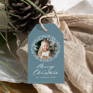 Eleganter Schneeflocken-Kranz Winterblau-Feiertags Geschenkanhänger