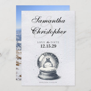 Eleganter Schneeglobe Verlobung Ring Save The Date