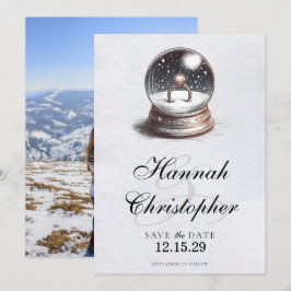 Eleganter Schneeglobe Verlobung Ring Save The Date