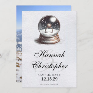 Eleganter Schneeglobe Verlobung Ring Save The Date