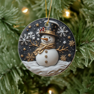 Eleganter Schneemann-Weihnachtsschmuck Keramik Ornament