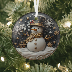 Eleganter Schneemann-Weihnachtsschmuck Ornament Aus Glas