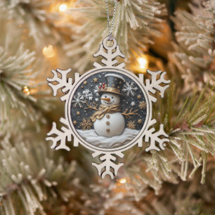 Eleganter Schneemann-Weihnachtsschmuck Schneeflocken Zinn-Ornament