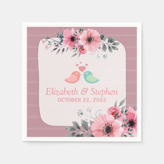 Eleganter Schöner Polterabend mit floralen Waterco Serviette (Vorderseite)