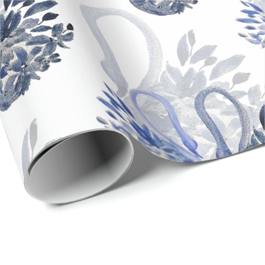 Eleganter schöner Schwan im Indigoklo Geschenkpapier (Rolleneckpunkt)