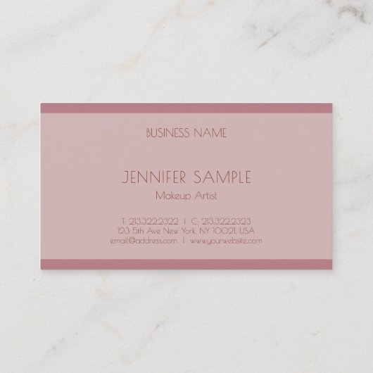 Eleganter Schönheitssalon Makeup Künstlervorlage M Visitenkarte (Rückseite)