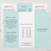 Eleganter Schönheitssalon Türkis Trifold Broschüre (Vorne/Hinten)