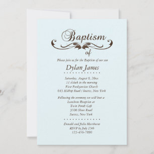 Eleganter Schriftart Blauer Taufen Einladung