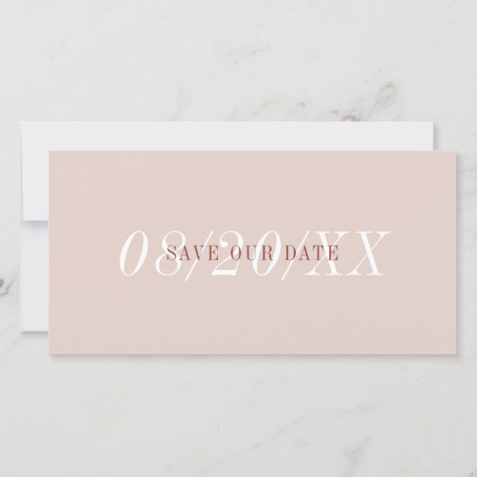 Eleganter Schriftart Minimalistisch Rosa Terracott Save The Date (Vorderseite)