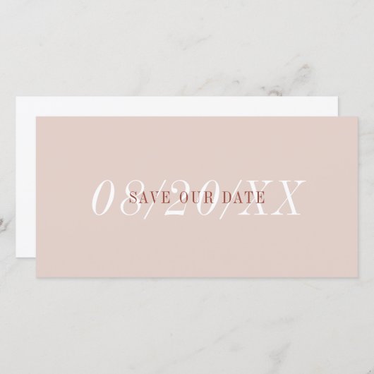 Eleganter Schriftart Minimalistisch Rosa Terracott Save The Date (Vorne/Hinten)