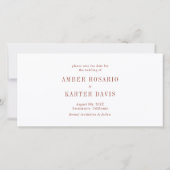 Eleganter Schriftart Minimalistisch Rosa Terracott Save The Date (Rückseite)