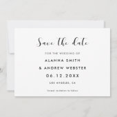 Eleganter Schriftart Save the Date Foto Ankündigung (Rückseite)