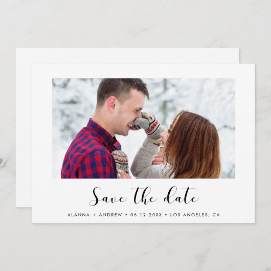 Eleganter Schriftart Save the Date Foto Ankündigung (Vorne/Hinten)
