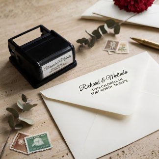 Eleganter Schriftname Adresse Schwarz Permastempel