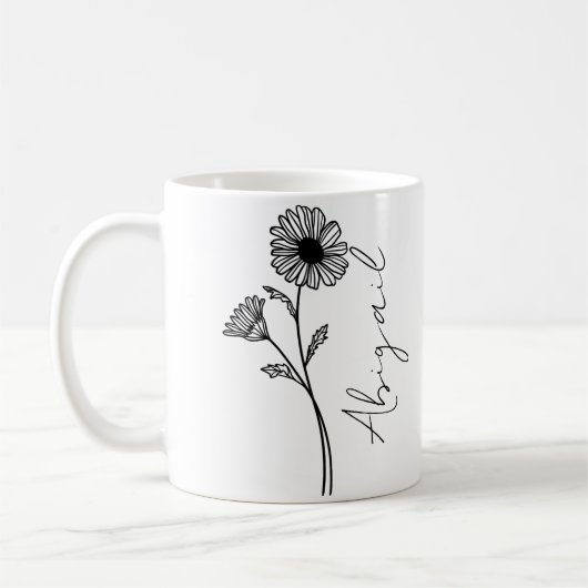 Eleganter Schriftname April Monat Geburtsblume Gän Kaffeetasse (Links)