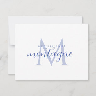 Eleganter Schriftname Blaues Monogramm Flache Noti Mitteilungskarte