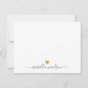 Eleganter Schriftname Faux-Goldfolien-Herz  Mitteilungskarte