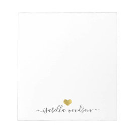 Eleganter Schriftname Faux-Goldfolien-Herz Notizblock