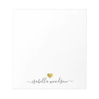 Eleganter Schriftname Faux-Goldfolien-Herz Notizblock
