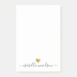 Eleganter Schriftname Faux-Goldfolien-Herz Post-it Klebezettel