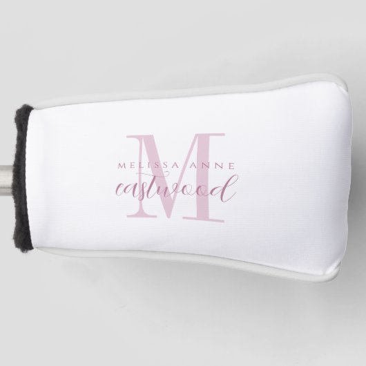 Eleganter Schriftname Rosa Monogramm Golf Headcover (Vorderseite)